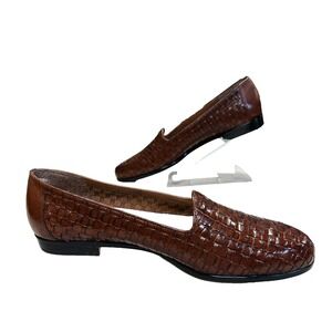 Trotters Brown Woven Leather Loafers